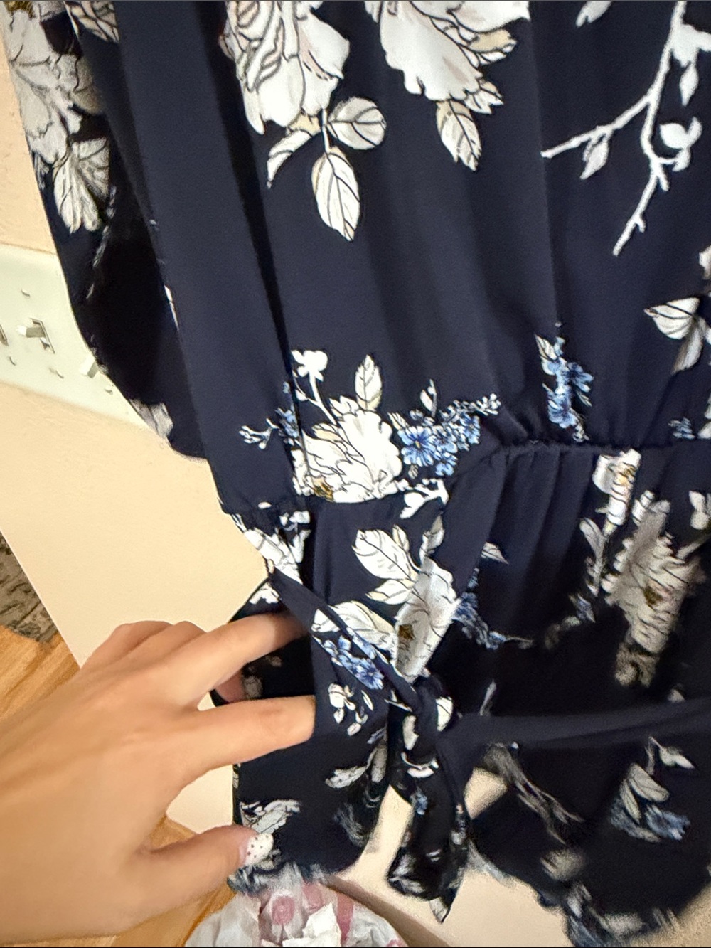 Maurice’s Floral Wrap Romper in Navy and White - Picture 4 of 6